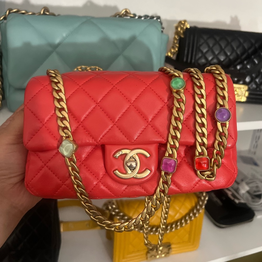 Chanel Quilted Lambskin Mini Rectangular with jewels chain - Picture 3 of 16